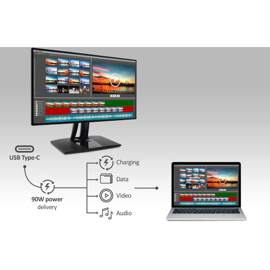 ViewSonic VP3256-4K 32 Inch 4K UHD IPS Ergonomic Monitor with Ultra-Thin Bezels, Color Accuracy, Pantone Validated, 60W USB C VP3256-4K