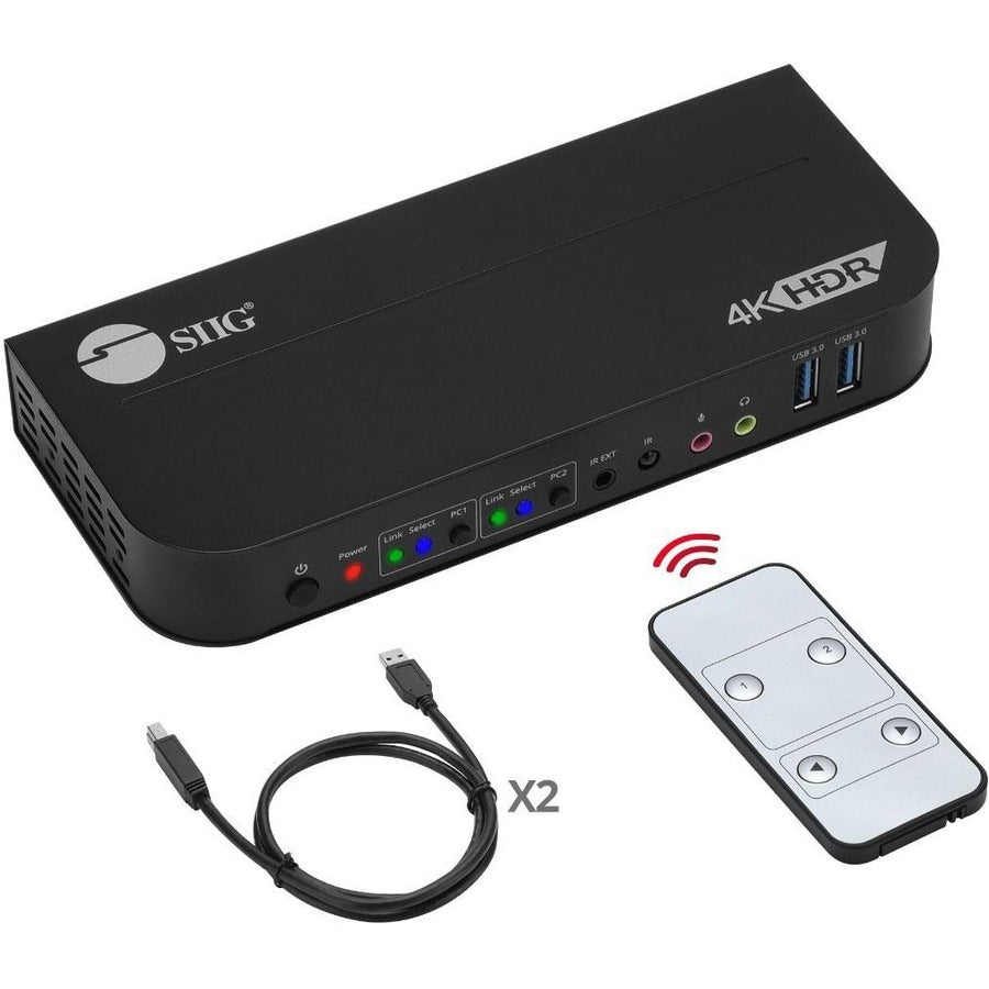 SIIG 2x1 DisplayPort 4K KVM USB 3.0 Switch with Remote Control CE-KV0C11-S1