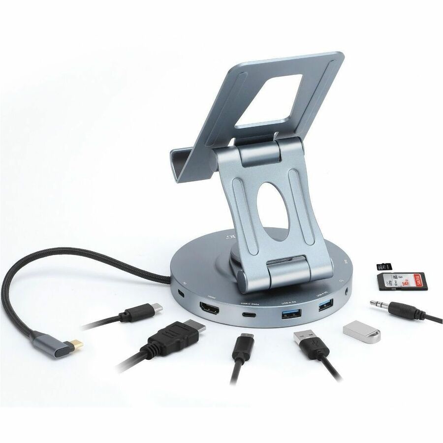 SIIG USB-C Multitask Hub Stand Holder - Tablets/Phones Stand - HDMI 4K60Hz - PD 100W - 2xUSB-A/USB-C 5Gbps - SD/Micro SD- 3.5mm Headset CE-MTDK31-S1