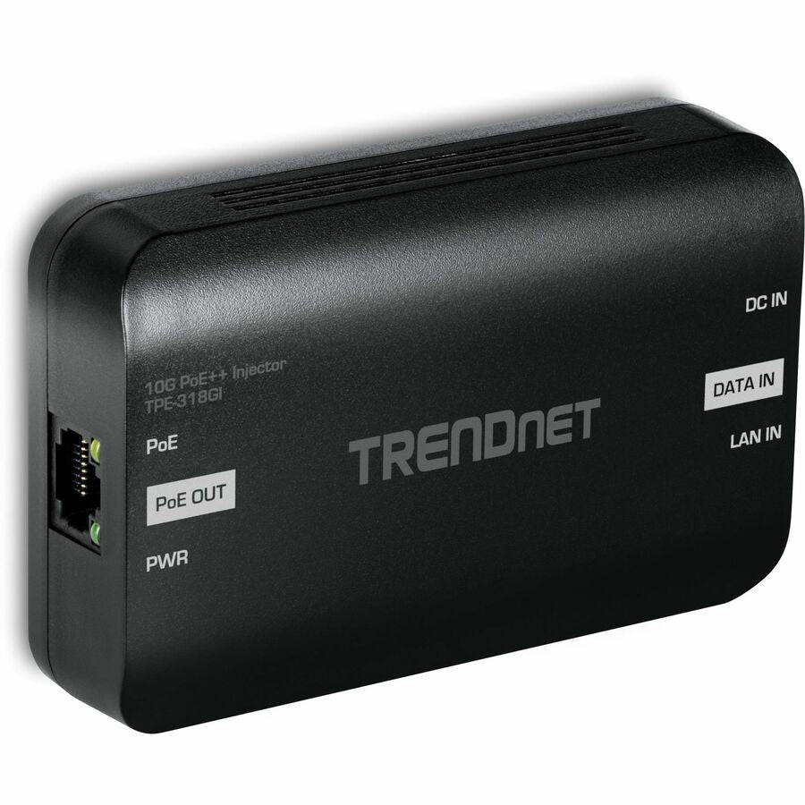 TRENDnet 10G PoE++ Injector, TPE-318GI, Converts a NonPoE Port to A PoE++ 10G Port, Supplies PoE (15.4W), PoE+ (30W), or PoE++ (90W) TPE-318GI