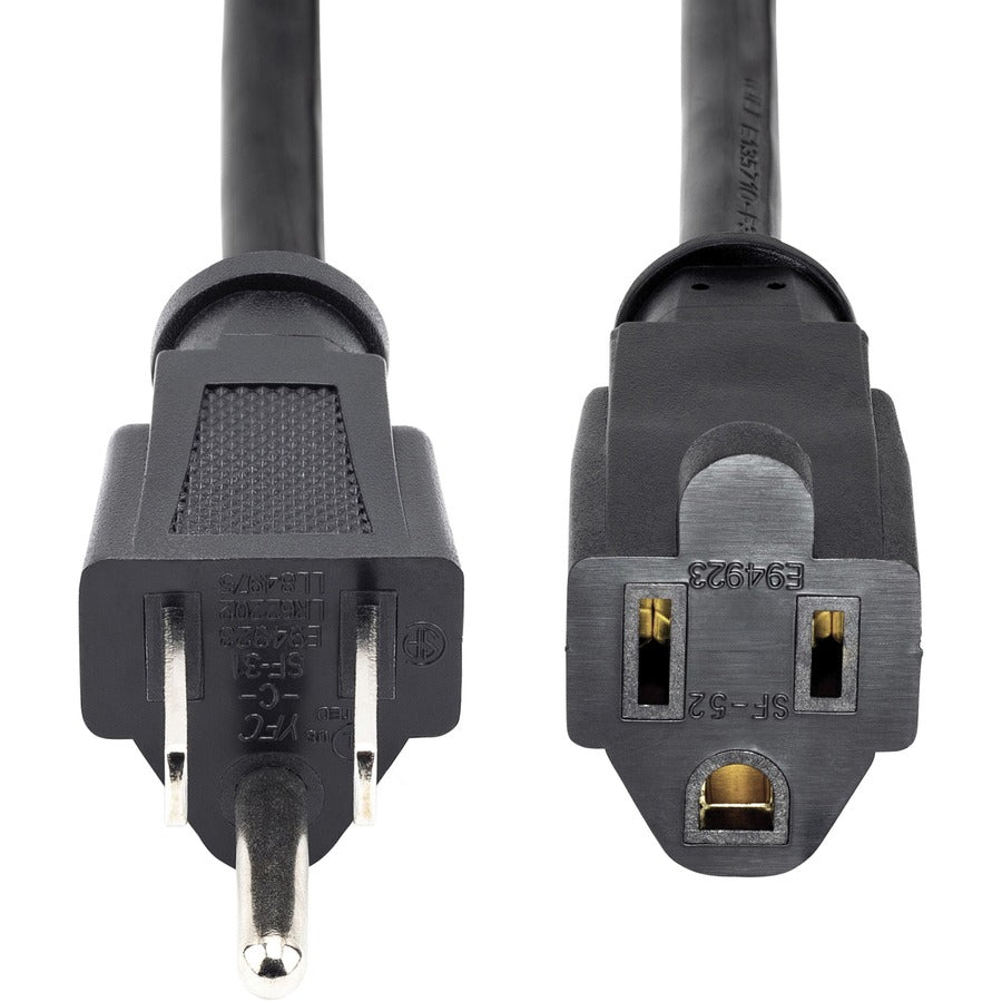 StarTech.com 10ft (3m) Power Extension Cord, NEMA5-15R to NEMA5-15P Black Extension Cord, 13A 125V, 16AWG, Computer Power Extension Cable PAC10110