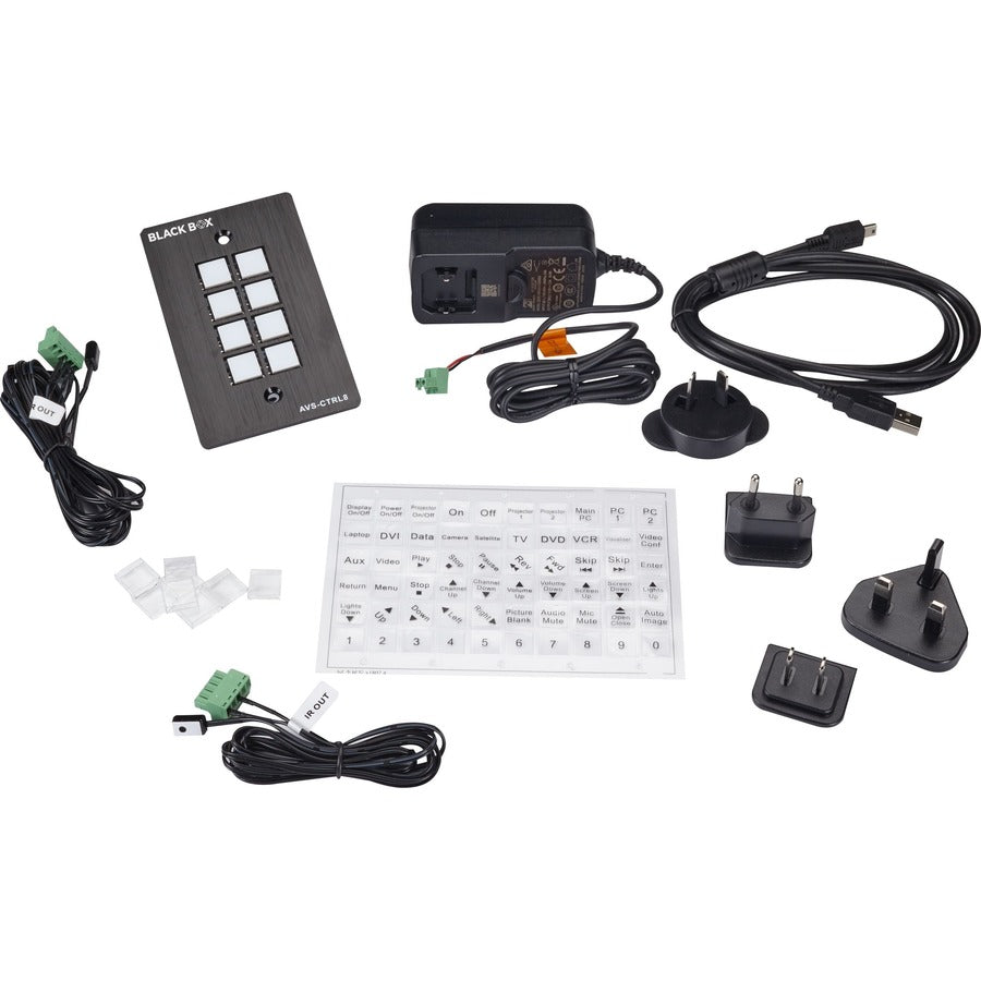 Black Box Wallplate Control Panel - RS-232, 8-Button AVS-CTRL8