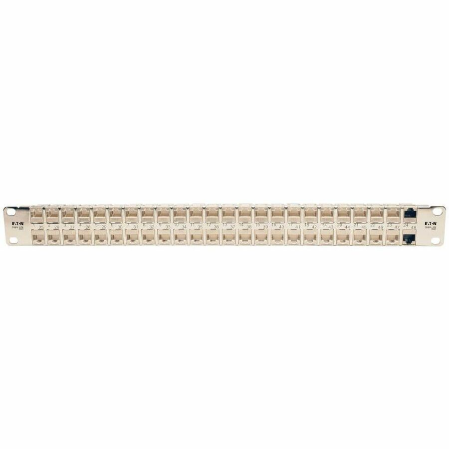 Eaton Tripp Lite Series 48-Port 1U Rack-Mount STP Shielded Cat6a Feedthrough Patch Panel, RJ45 Ethernet, TAA N254-048-SH-6A