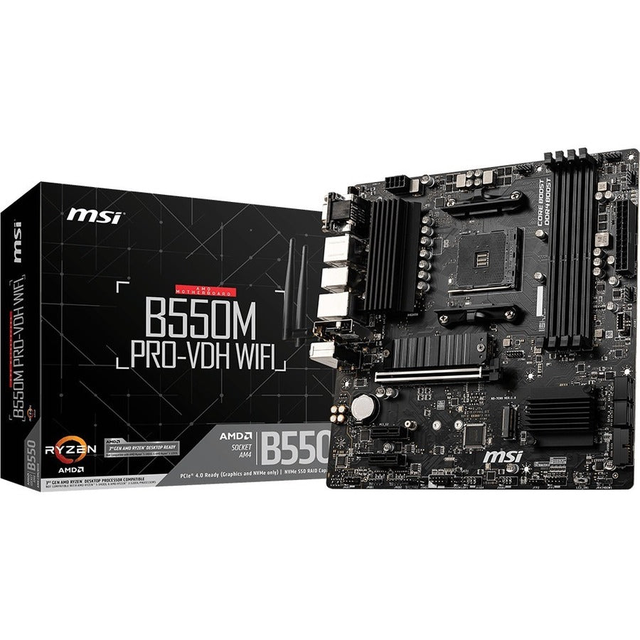 MSI B550M PRO-VDH WIFI Desktop Motherboard - AMD B550 Chipset - Socket AM4 - Micro ATX B550MPVDHWIFI