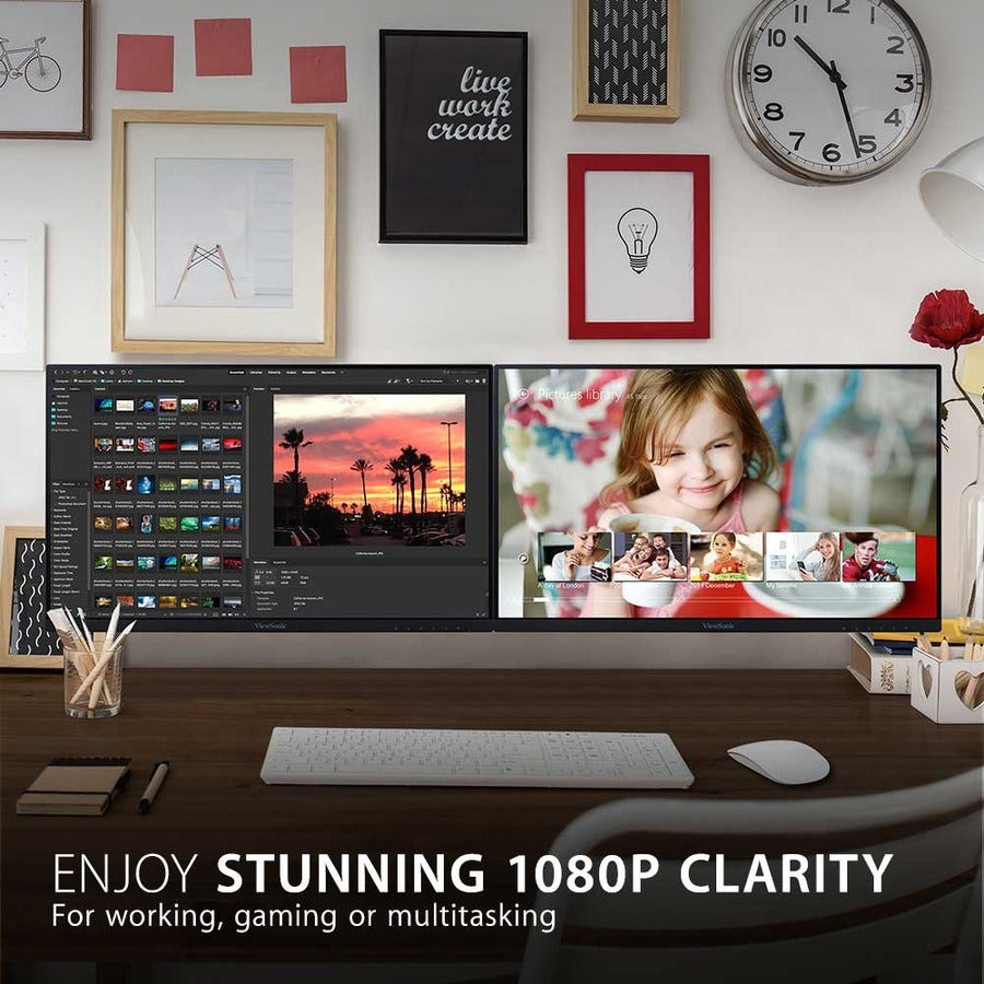 ViewSonic VA2256-MHD_H2 Dual Pack Head-Only 1080p IPS Monitors with FreeSync, HDMI, DisplayPort and VGA for Home and Office VA2256-MHD_H2