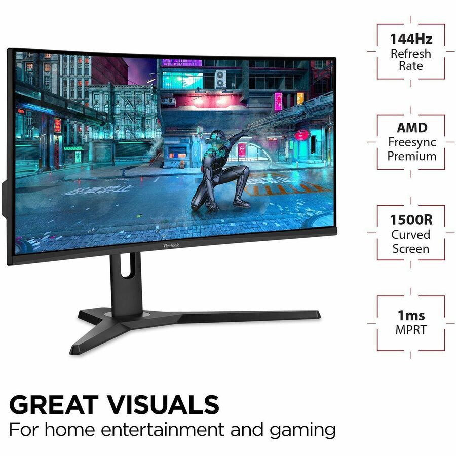 ViewSonic VX3418-2KPC 34 Inch 21:9 Curved 1440p 1ms 144Hz Gaming Monitor with FreeSync Premium, Eye Care, HDMI and Display Port VX3418-2KPC