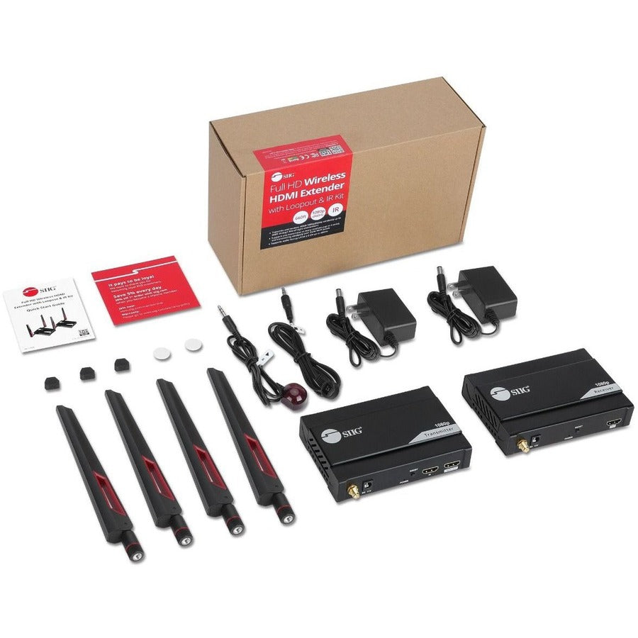 SIIG 1 to 4 Full HD Wireless HDMI Extender with Loopout & IR Kit CE-H27611-S1