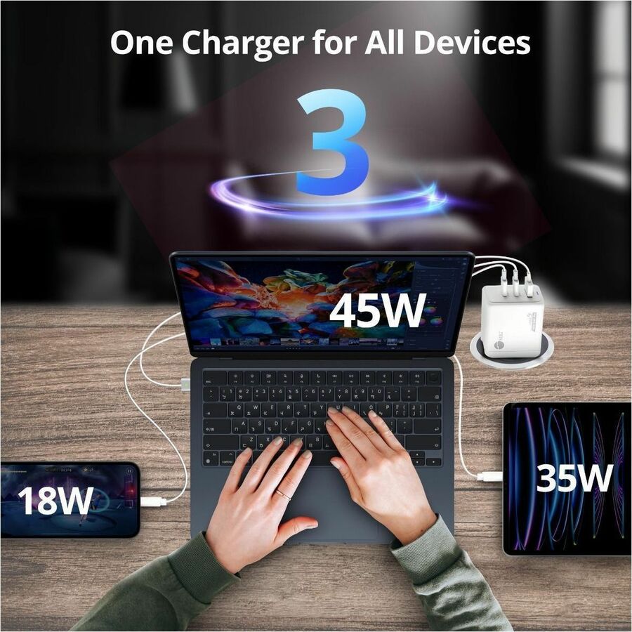 SIIG 100W GaN PD Combo Charger - 2C1A AC-PW1Z11-S1