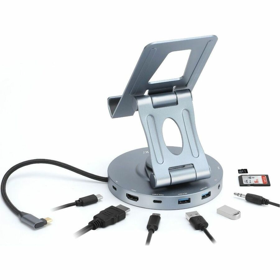 SIIG USB-C Multitask Hub Stand Holder fits under 13" Tablets/Phones - 4K60Hz- PD100W CE-MTDK31-S2