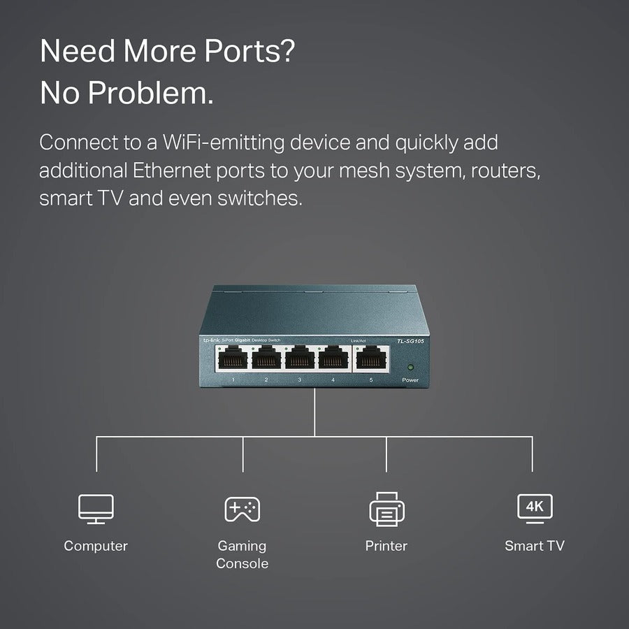 TP-LINK TL-SG105 - 5 Port Gigabit Unmanaged Ethernet Network Switch TL-SG105