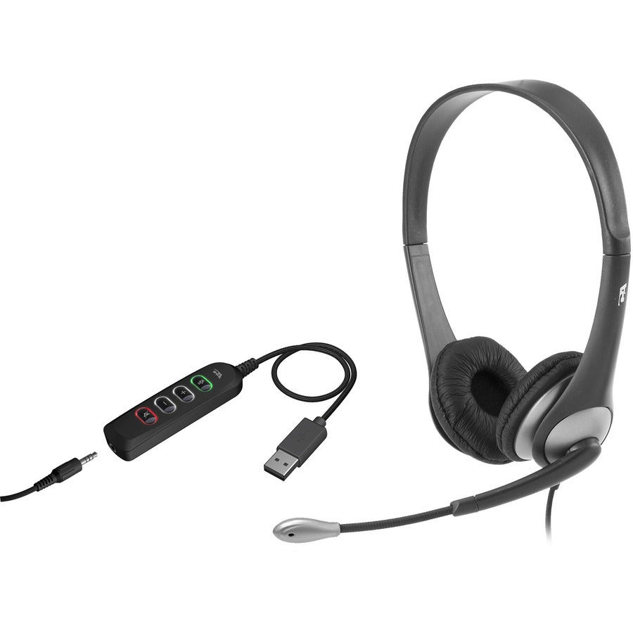 Cyber Acoustics Stereo 3.5mm And USB Controller Headset AC-204USB