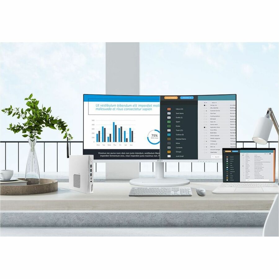 MSI Modern MD342CQPW 34" Class UW-QHD Curved Screen LCD Monitor - 21:9 - Black, White ModernMD342CQPW
