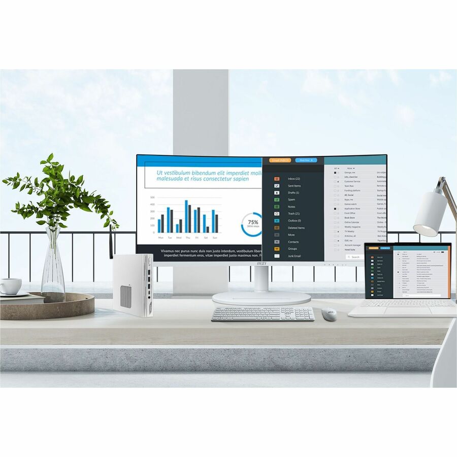 MSI Modern MD342CQPW 34" Class UW-QHD Curved Screen LCD Monitor - 21:9 - Black, White ModernMD342CQPW